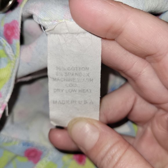 Baby A GoGo Girls Size 3T Kids Denim Jean Jacket Pastel Floral Snap front Collar - Picture 5 of 6